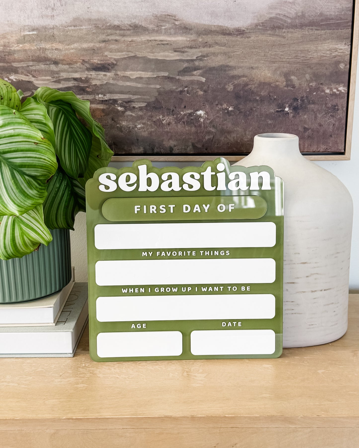 SAMPLE SALE | Acrylic First Day of School Sign - Large in Matcha color