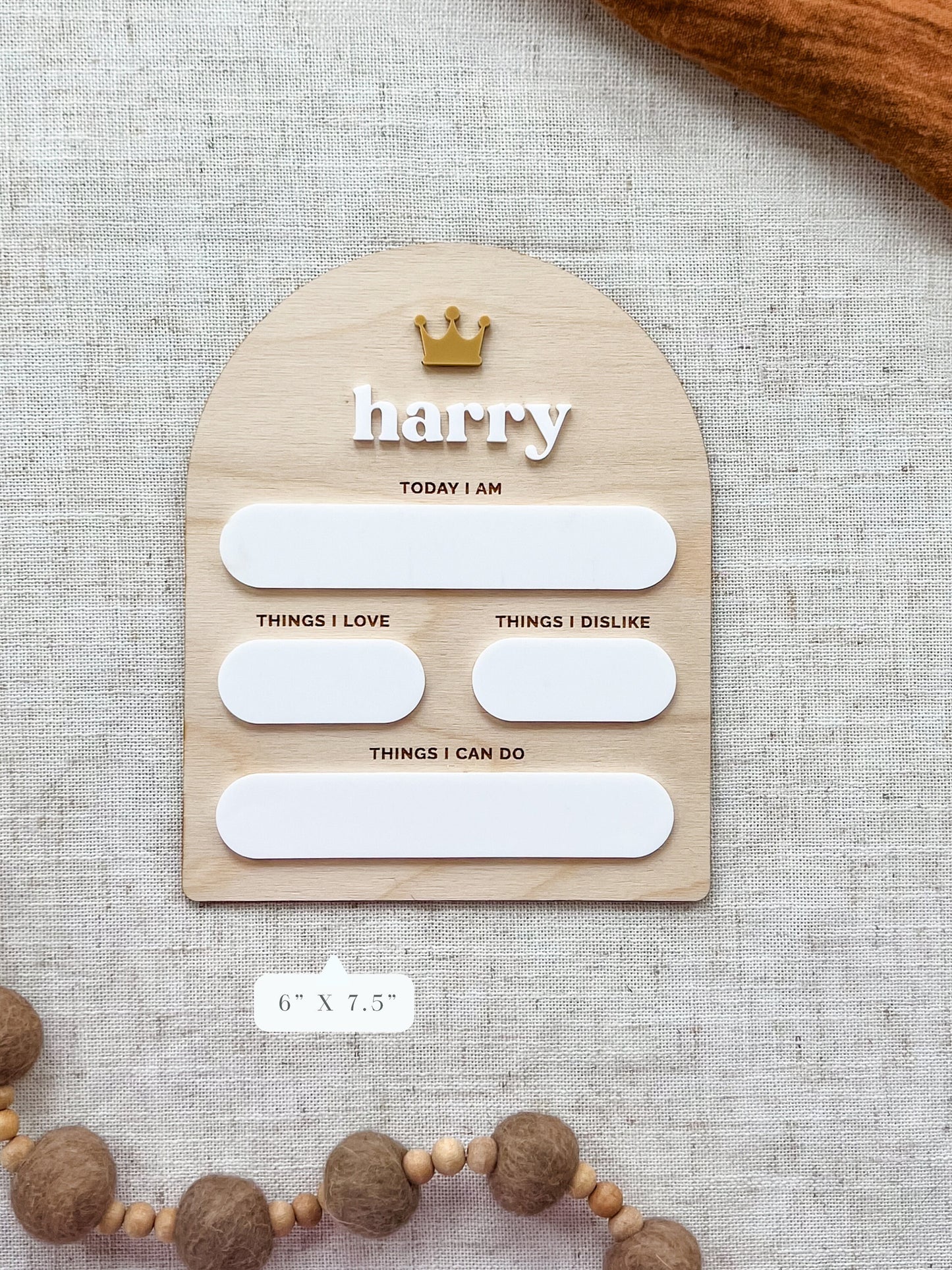 Crown Custom Baby Milestone Board