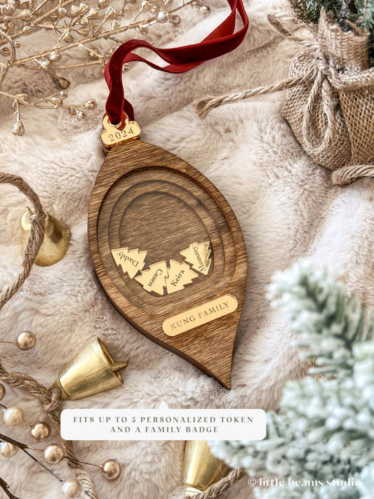 Personalized Family Christmas Shaker Ornament - Teardrop