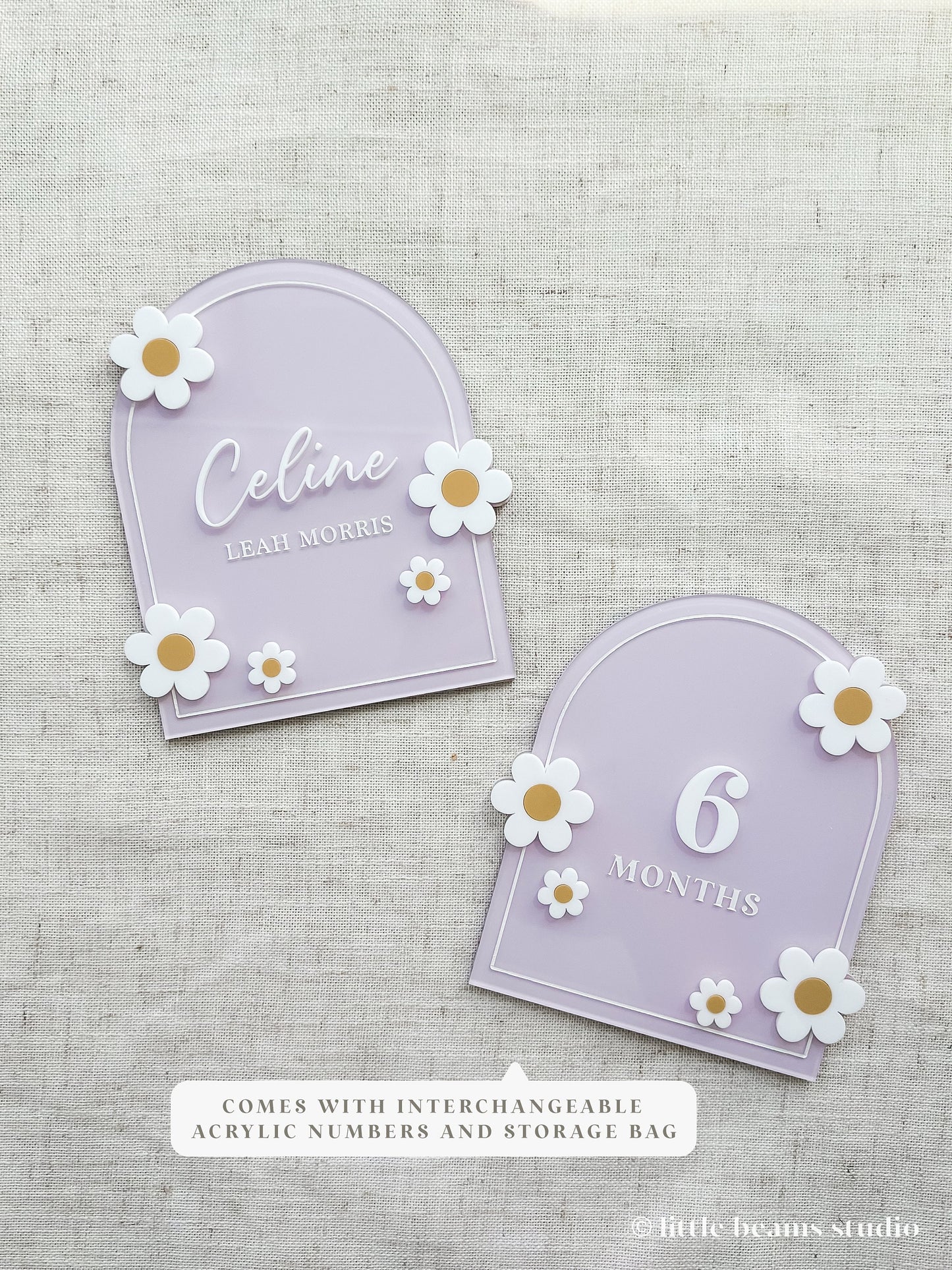 Acrylic Daisy Flower Arch Baby Monthly Milestone Sign