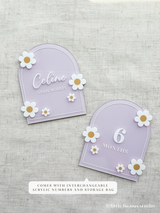 Acrylic Daisy Flower Arch Baby Monthly Milestone Sign