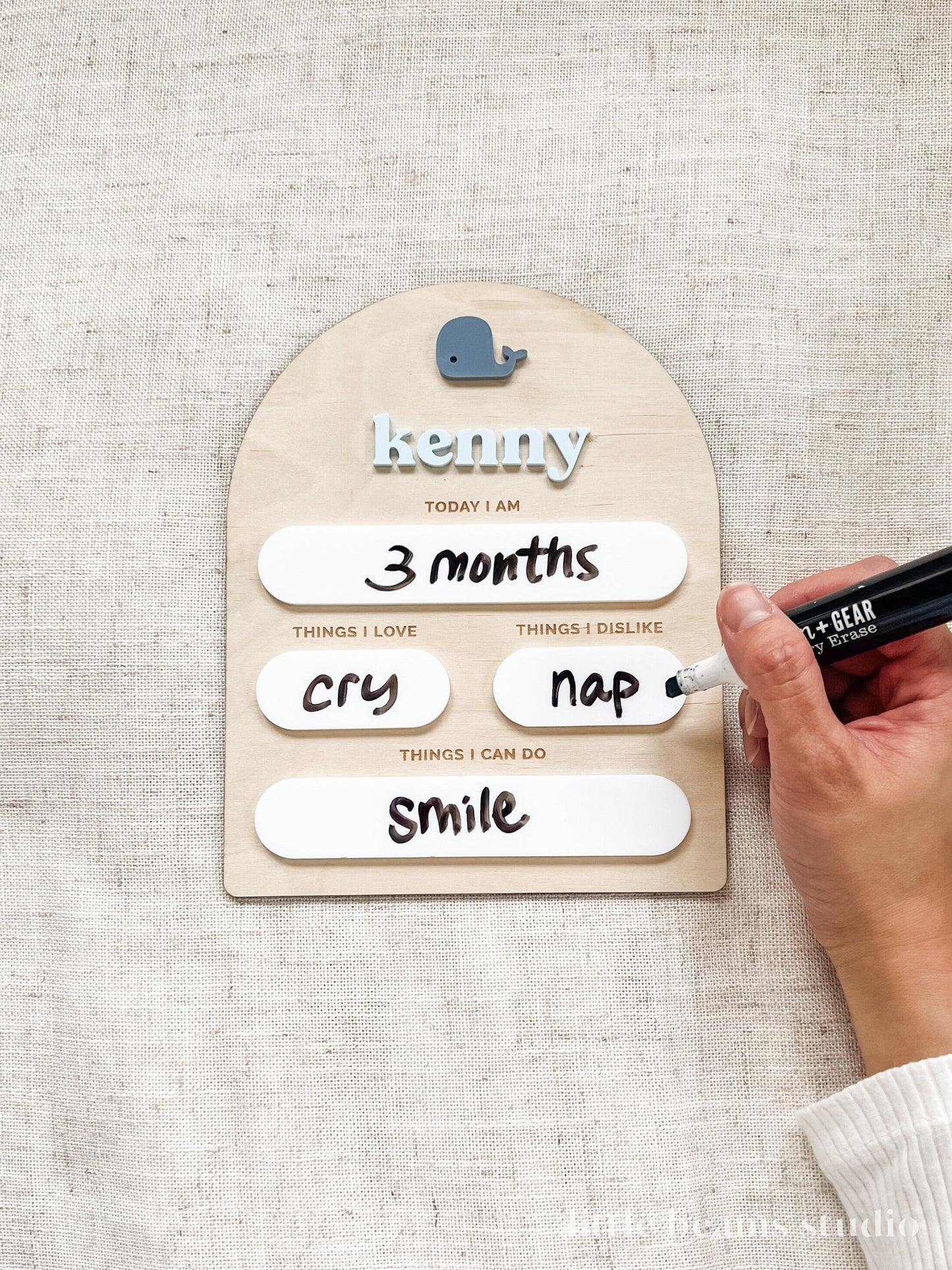 Whale Custom Baby Milestone Board