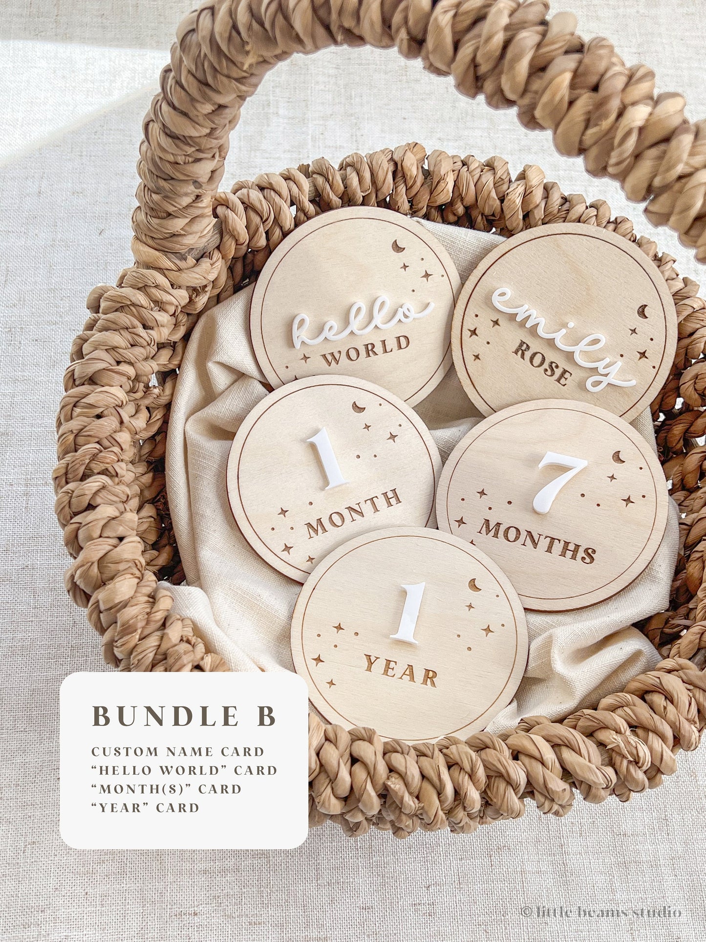 Starry Night Round Wood Monthly Milestone Cards