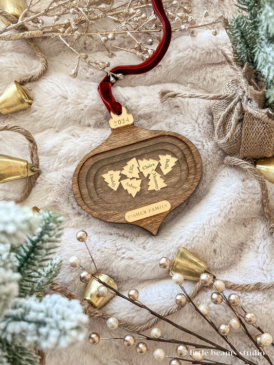 Personalized Family Christmas Shaker Ornament - Bauble