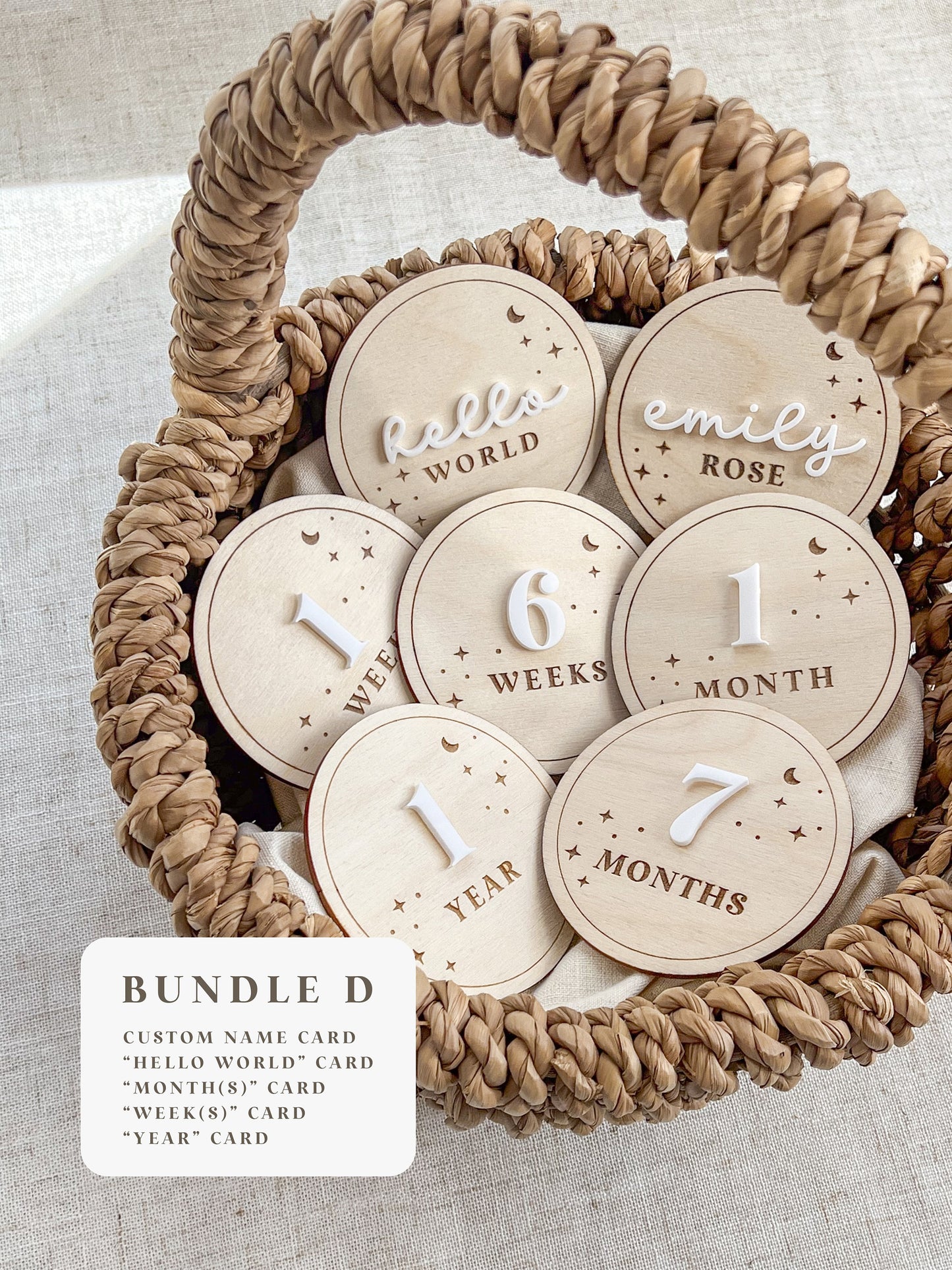 Starry Night Round Wood Monthly Milestone Cards