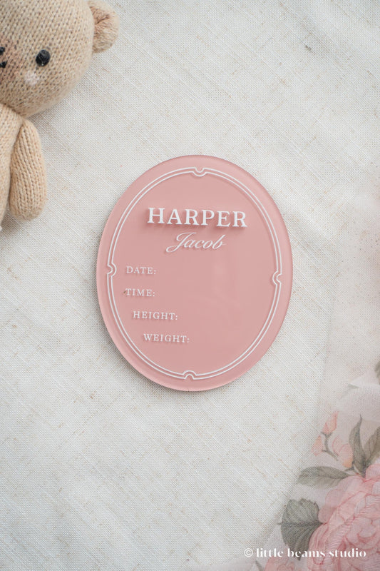 Classic Acrylic Birth Stat Baby Announcement Sign