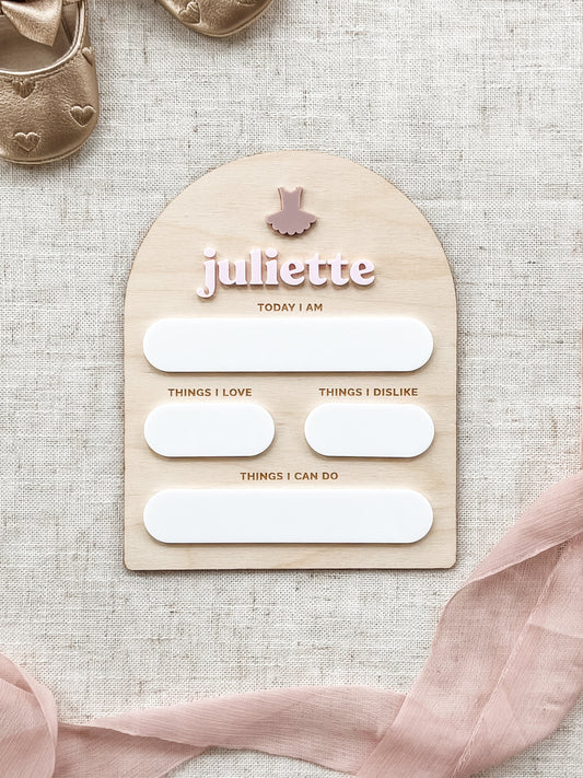 Tutu Custom Baby Milestone Board