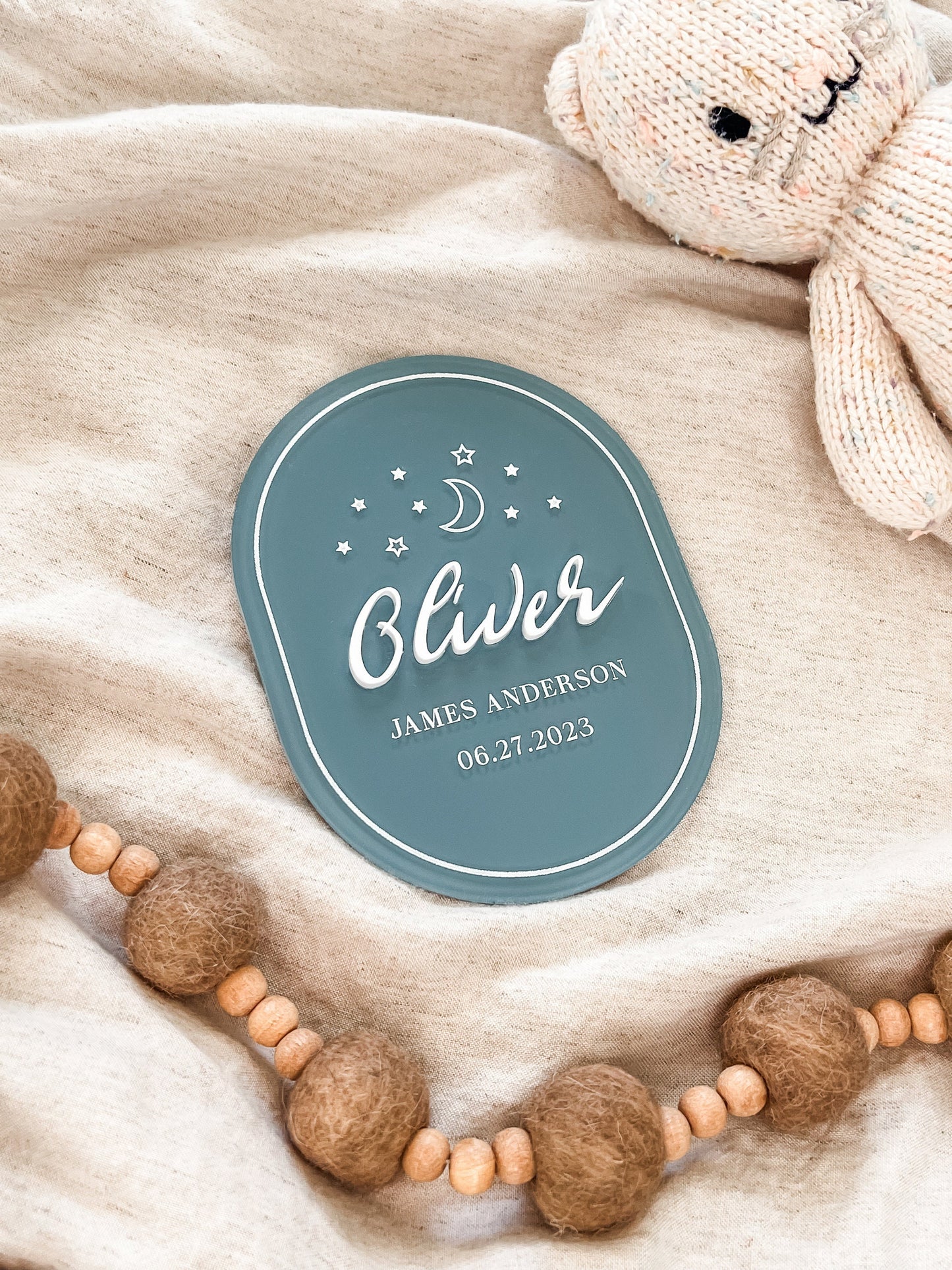 Acrylic Starry Night Baby Birth Announcement Name Sign