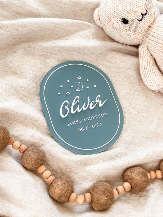 Acrylic Starry Night Baby Birth Announcement Name Sign