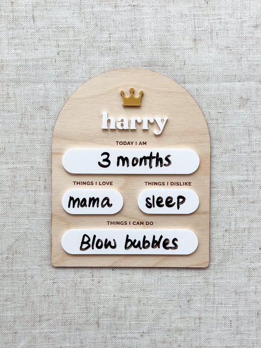 Crown Custom Baby Milestone Board