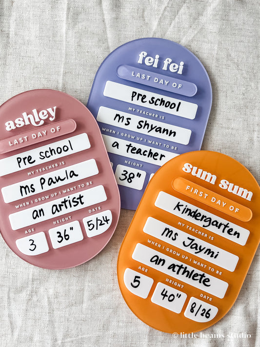 Oval Personalized First Day of School Sign