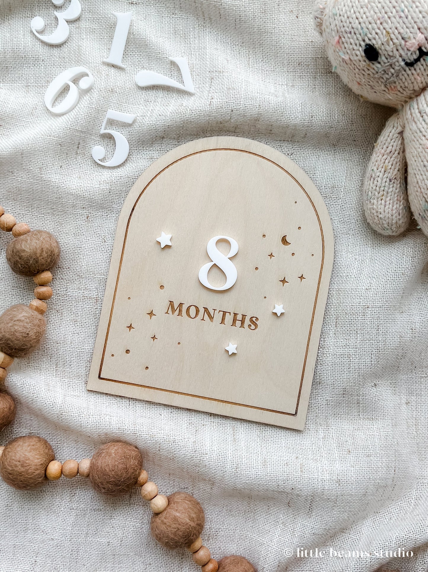 Wood Starry Night Arch Baby Milestone Cards