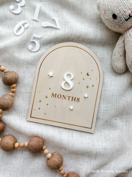 Wood Starry Night Arch Baby Milestone Cards