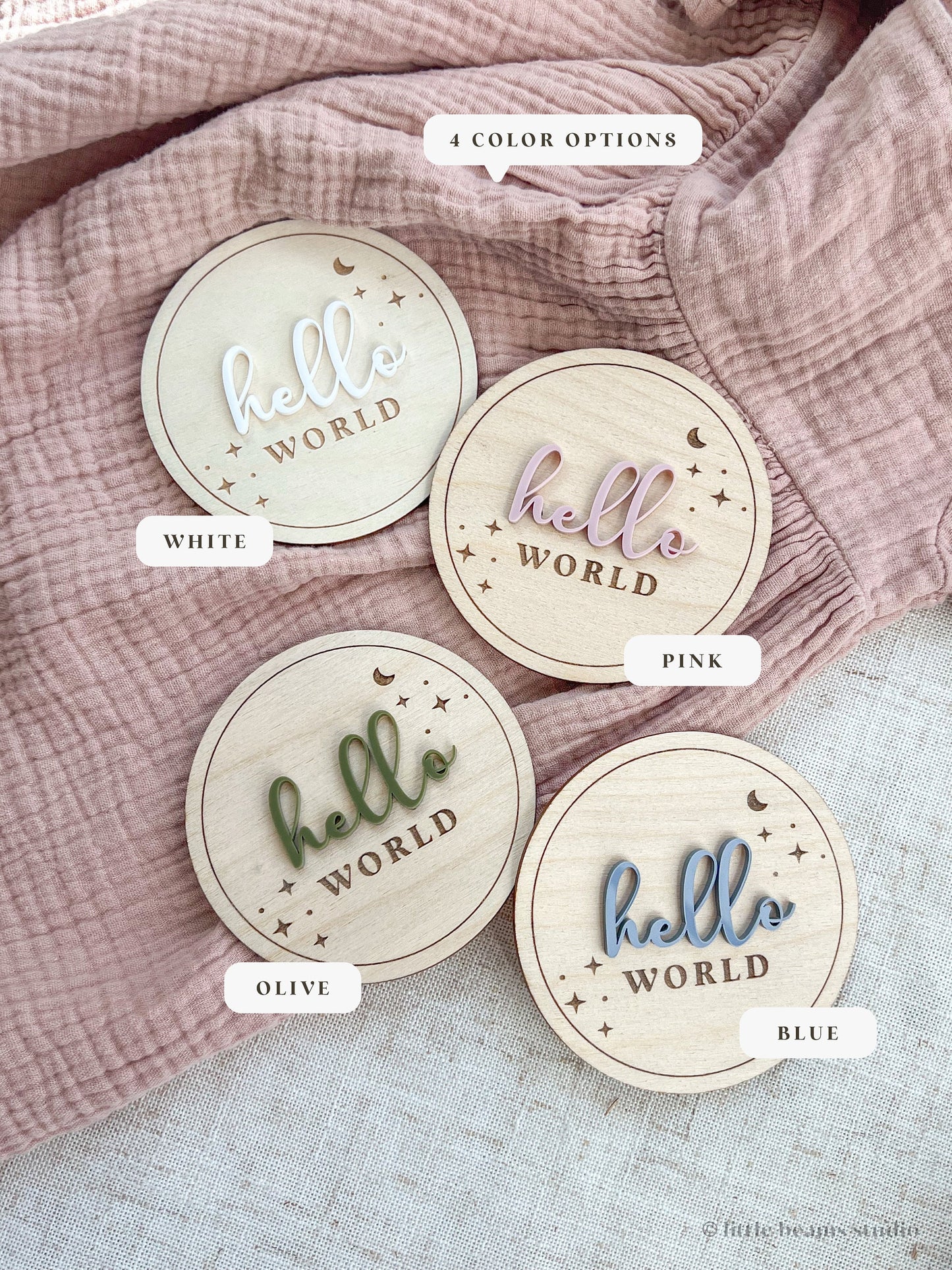 Starry Night Round Wood Monthly Milestone Cards