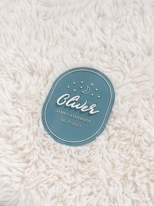 Acrylic Starry Night Baby Birth Announcement Name Sign