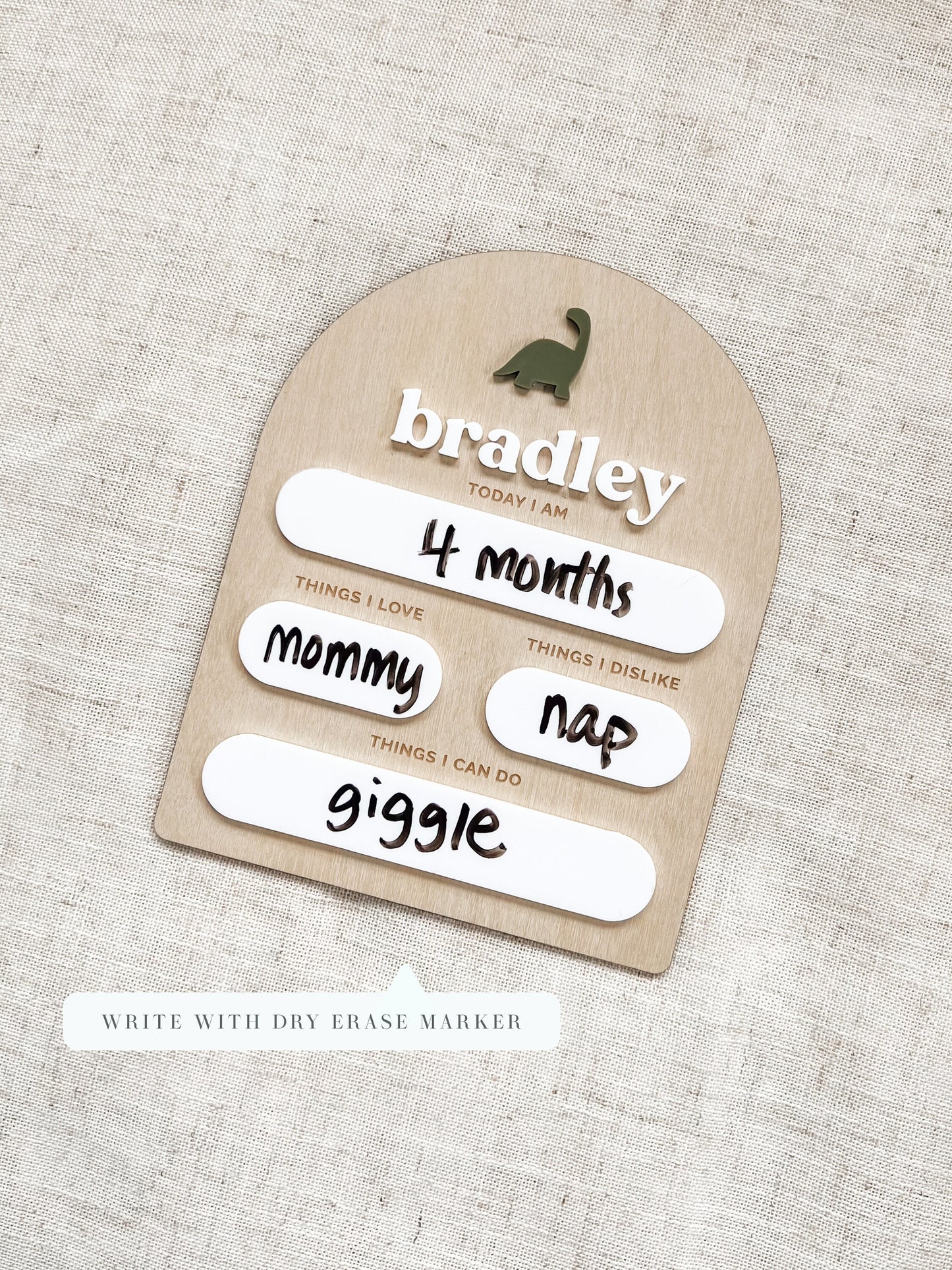 Dinosaur Custom Baby Milestone Board