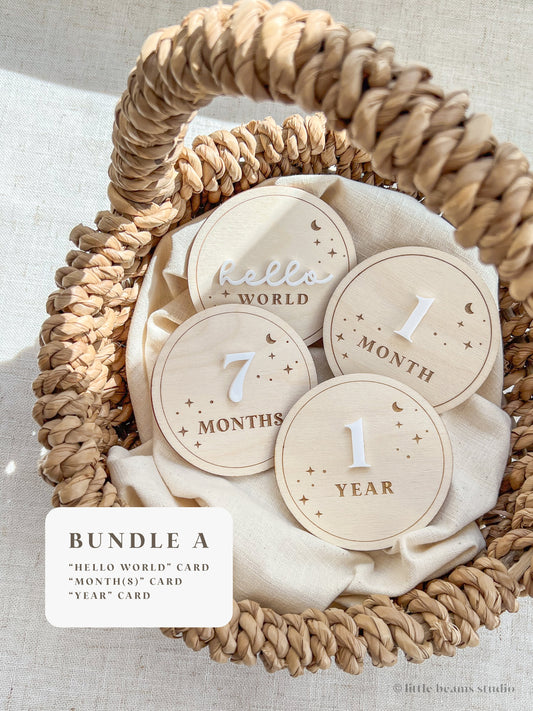 Starry Night Round Wood Monthly Milestone Cards