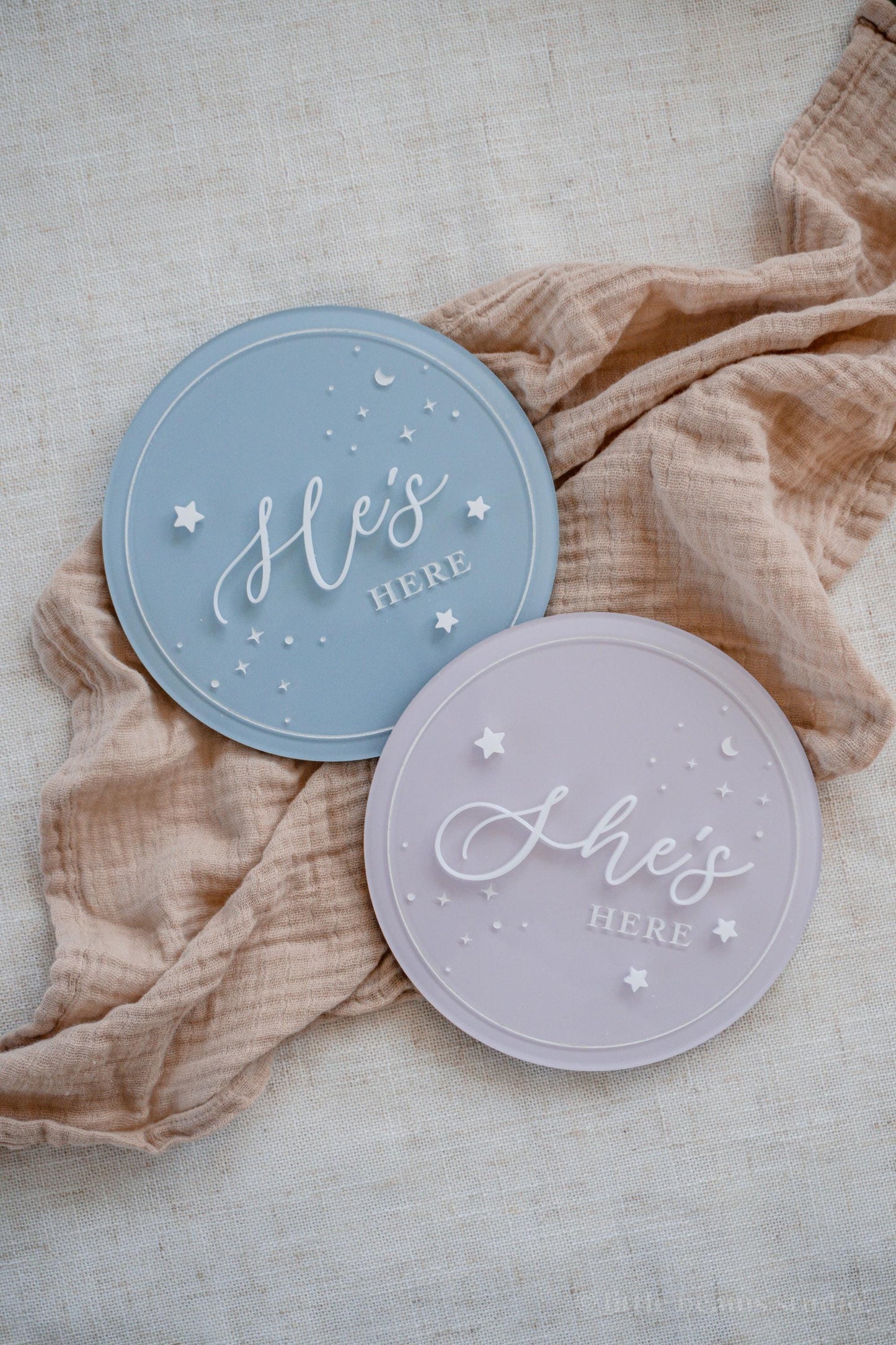 She's Here He's Here Baby Birth Announcement Sign