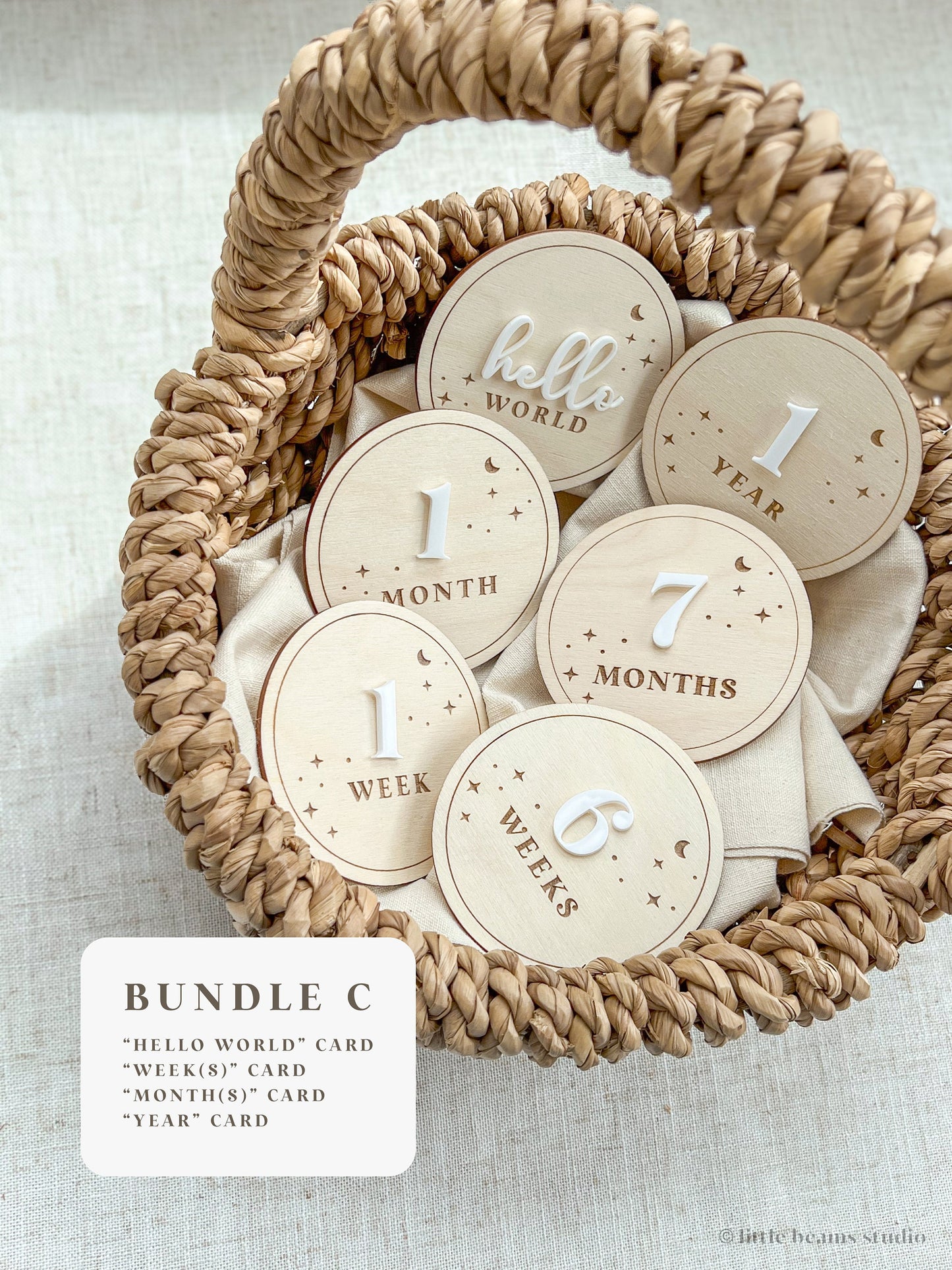 Starry Night Round Wood Monthly Milestone Cards