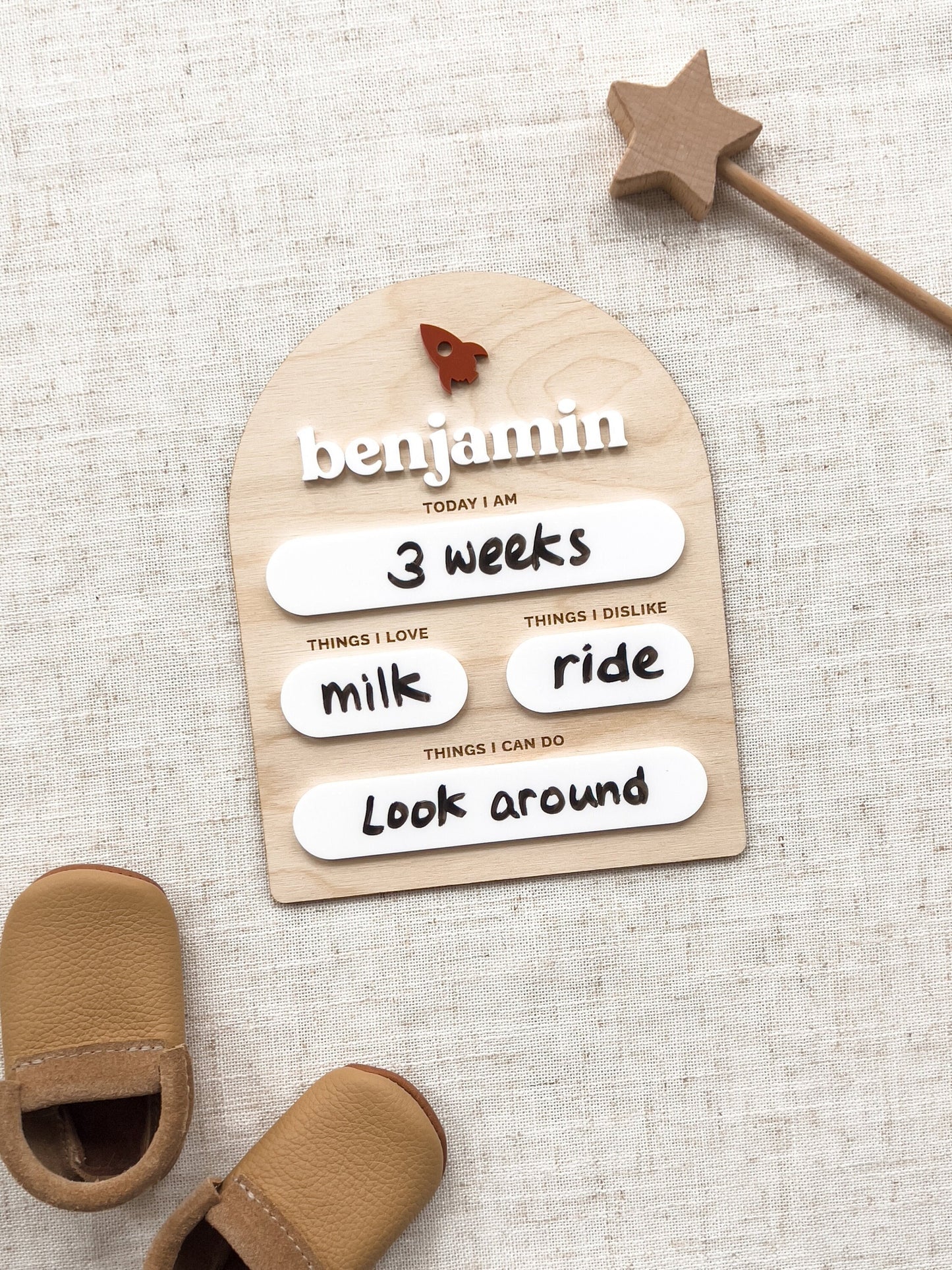 Rocket Custom Baby Milestone Board