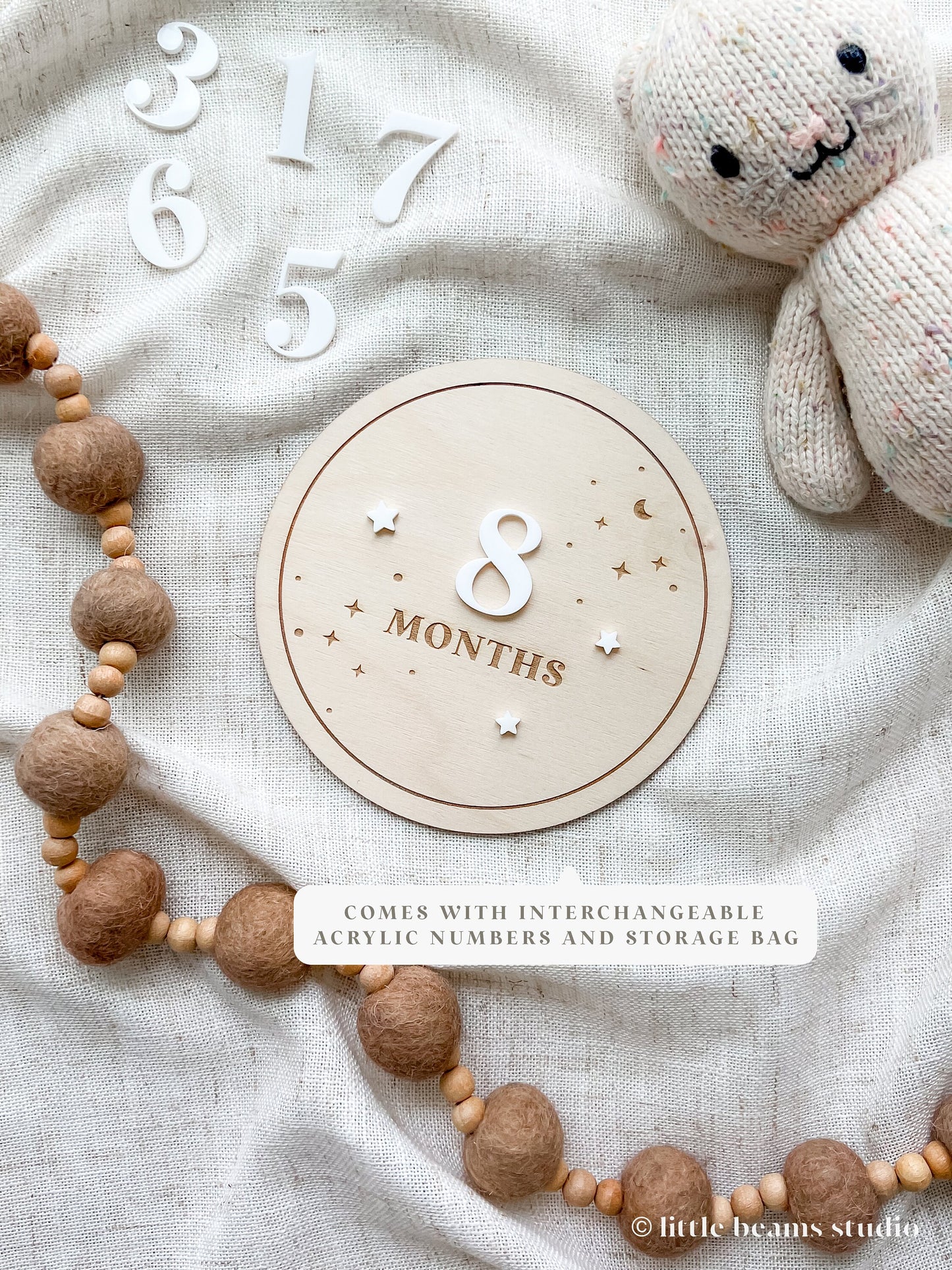 Wood Starry Night Round Baby Milestone Cards