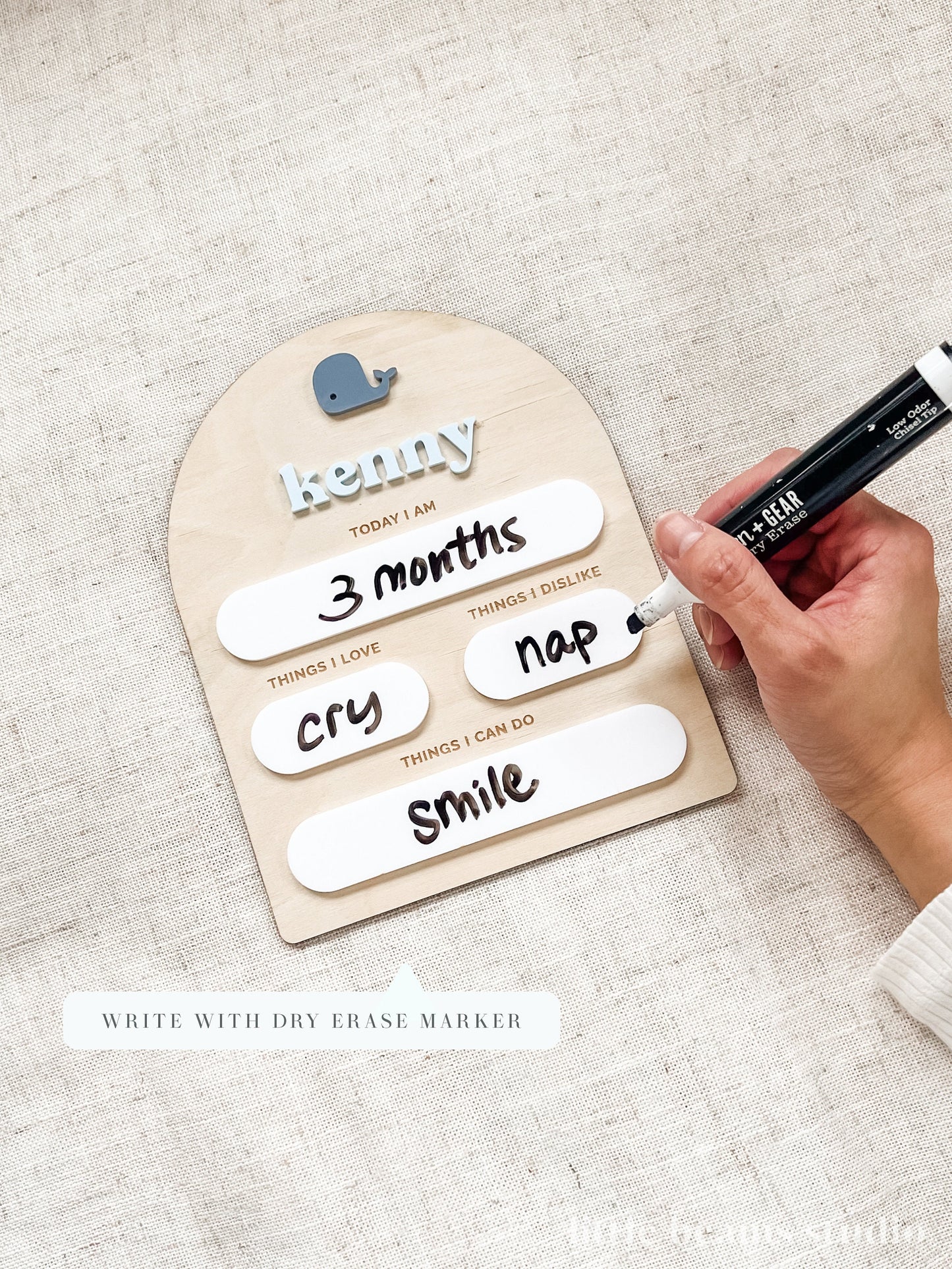 Whale Custom Baby Milestone Board