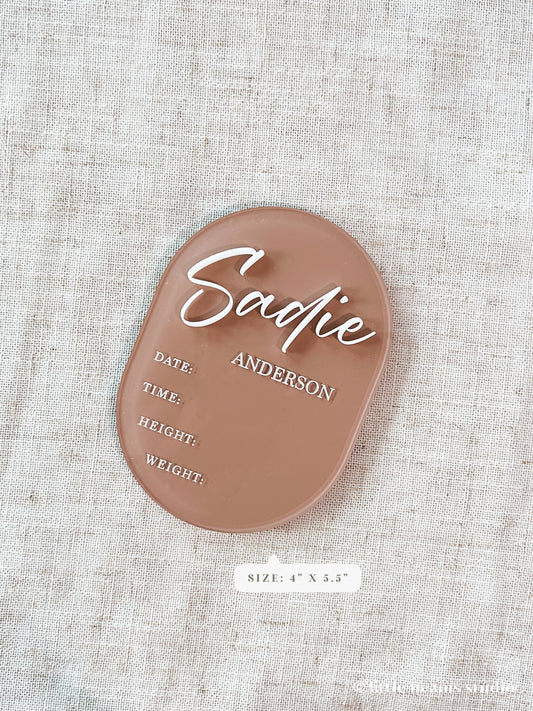 Acrylic Birth Stats Baby Announcement Sign