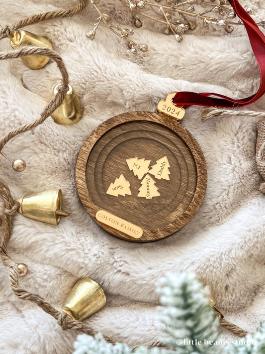 Personalized Family Christmas Ornament - Round