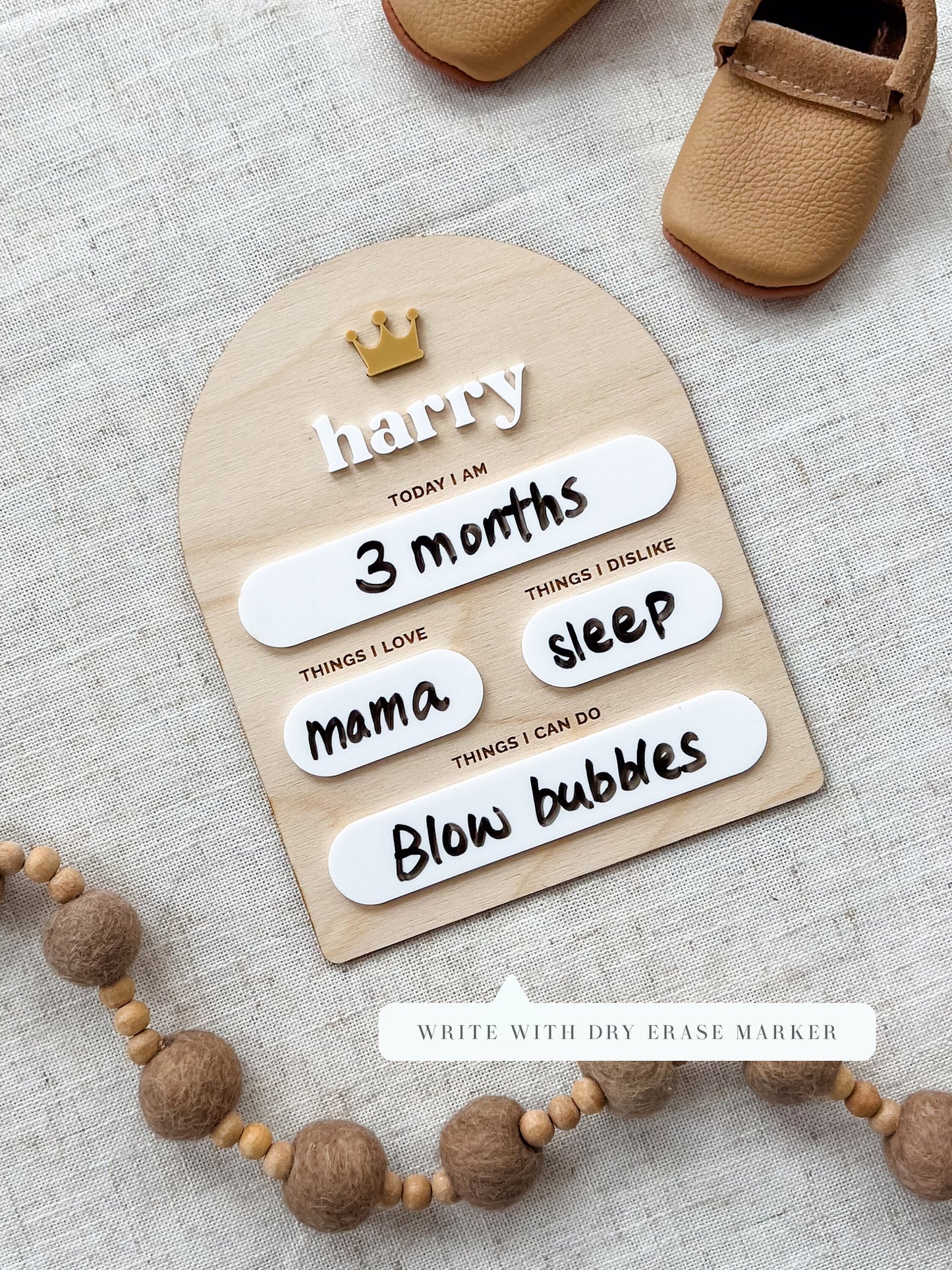 Crown Custom Baby Milestone Board