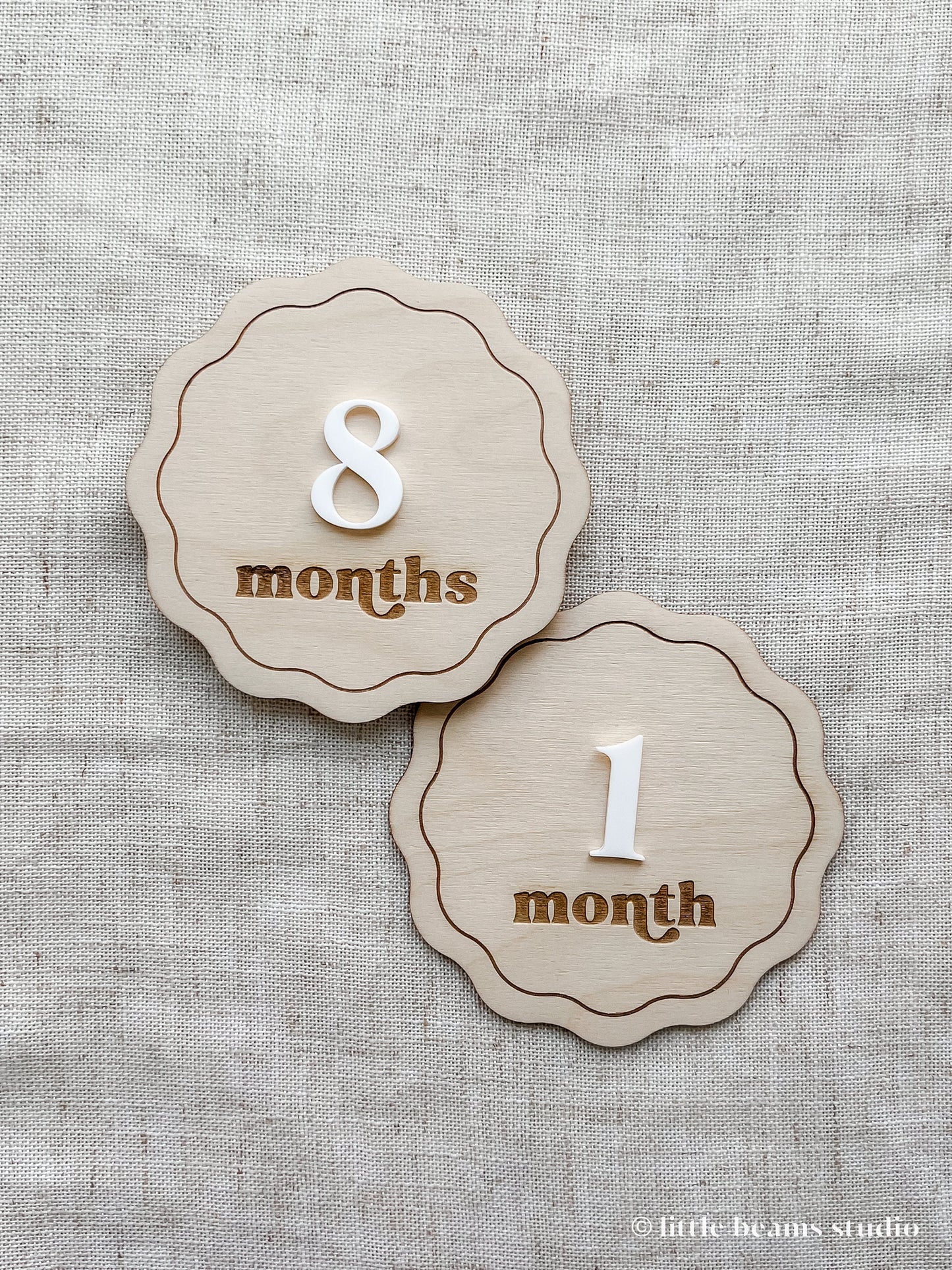 Wood Scallop Baby Milestone Sign