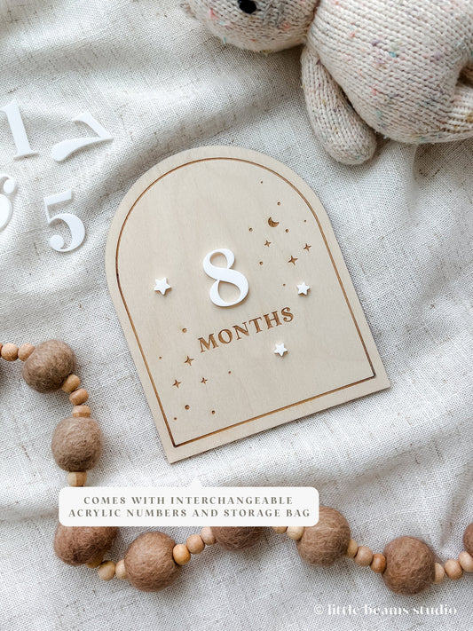 Wood Starry Night Arch Baby Milestone Cards