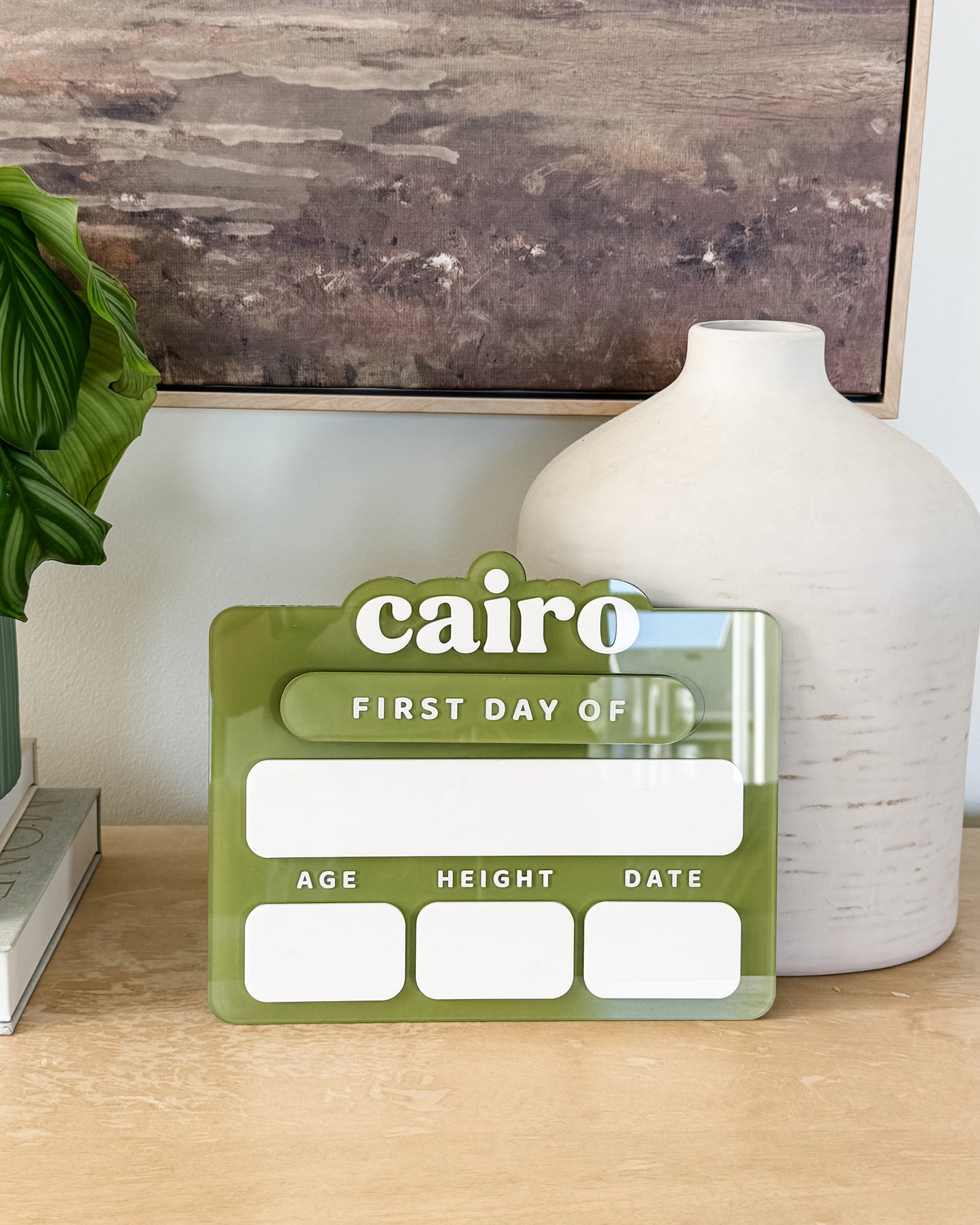 SAMPLE SALE | Acrylic First Day of School Sign - Medium in Matcha color