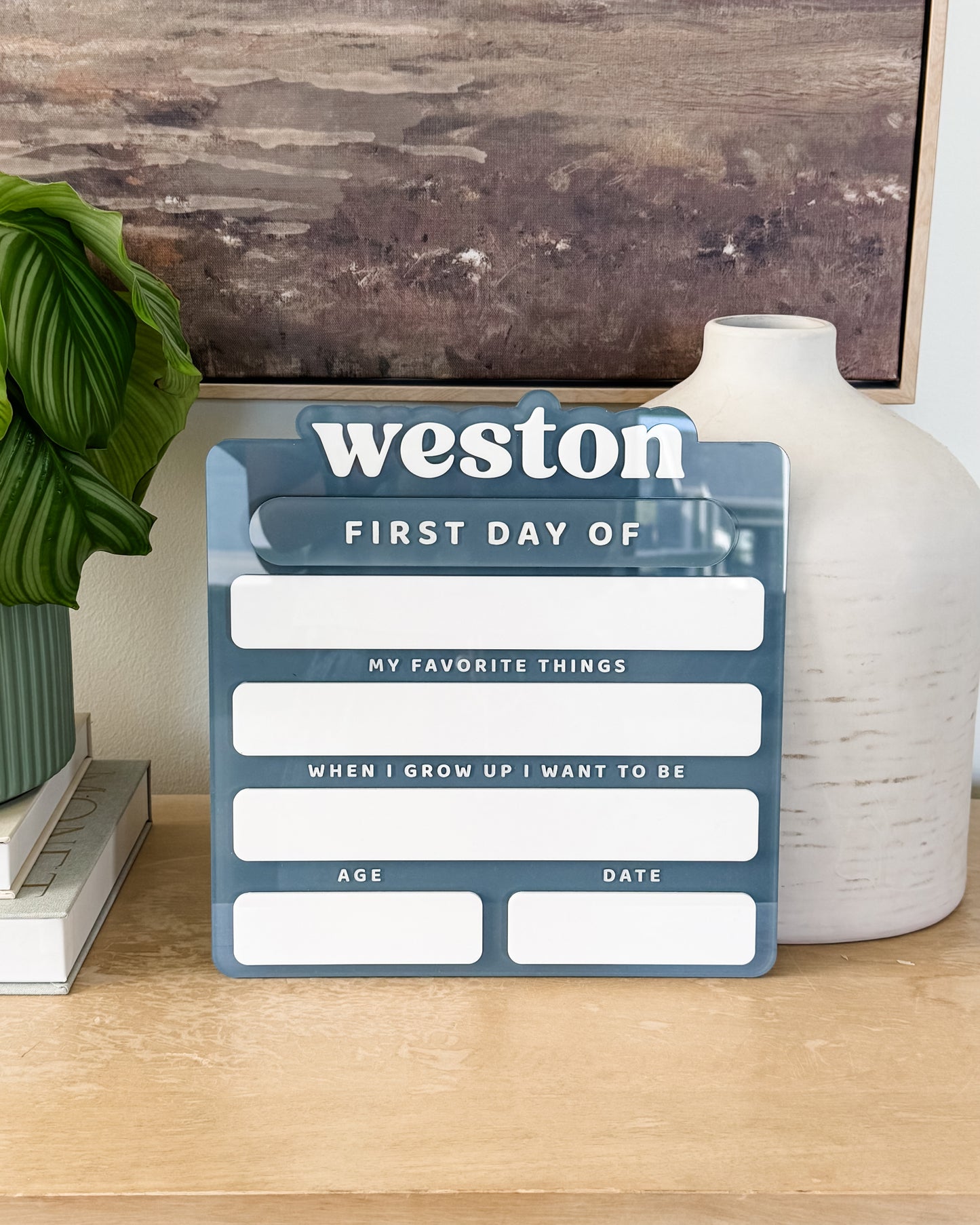 SAMPLE SALE | Acrylic First Day of School Sign - Large in Hydrangea color