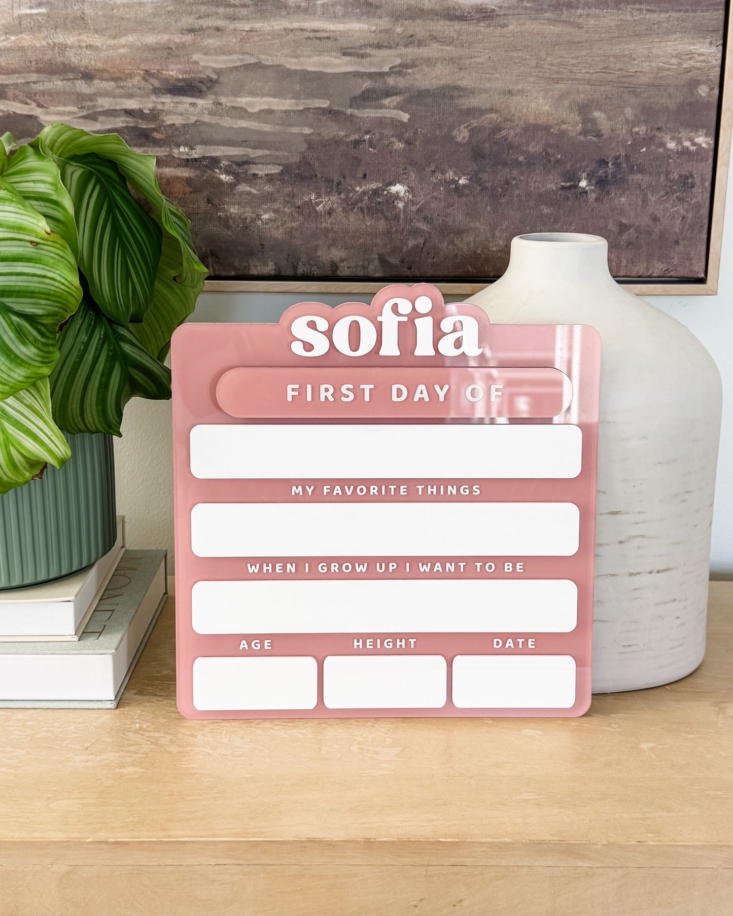 SAMPLE SALE | Acrylic First Day of School Sign - Large in Baby Pink color