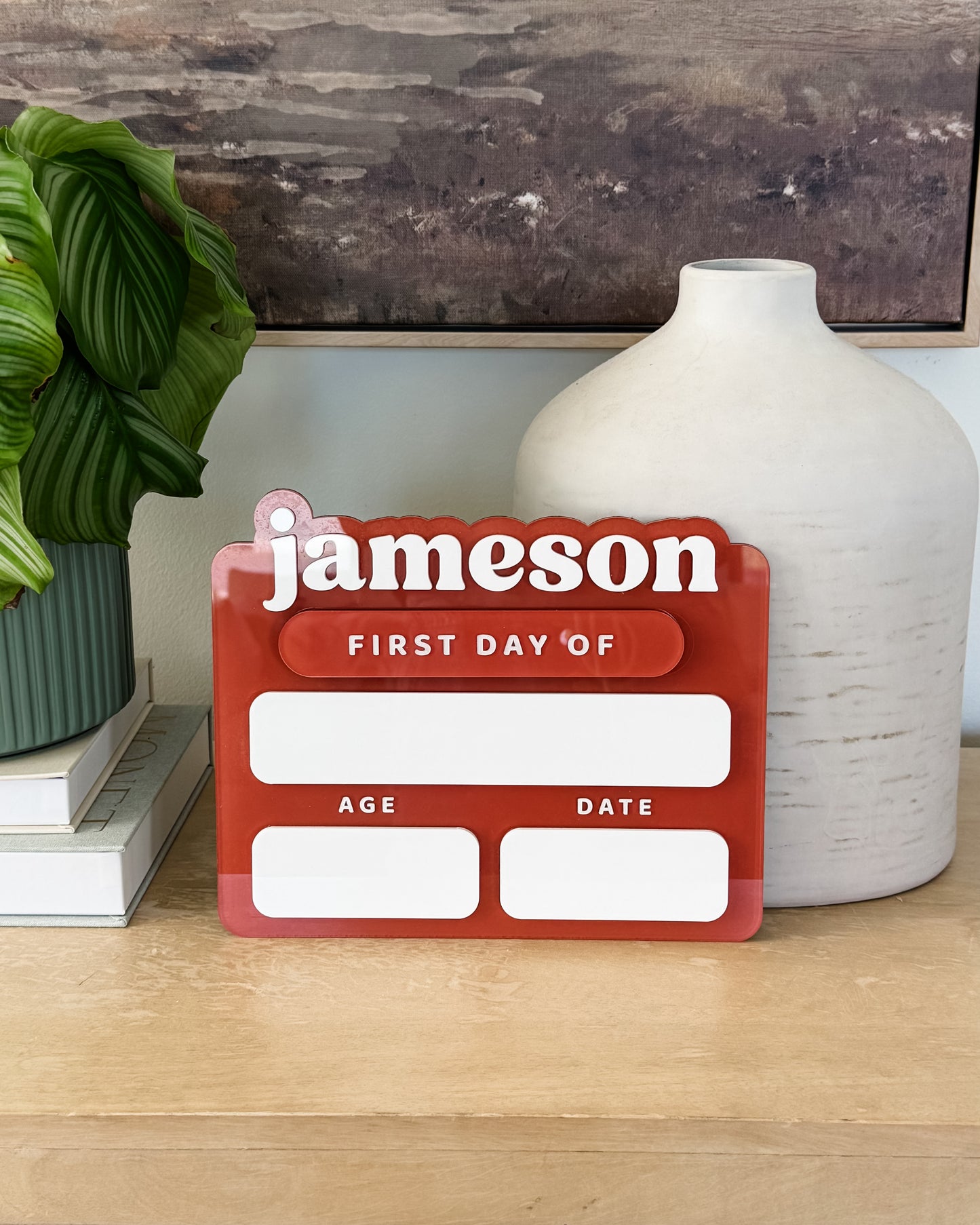 SAMPLE SALE | Acrylic First Day of School Sign - Medium in Cherry color