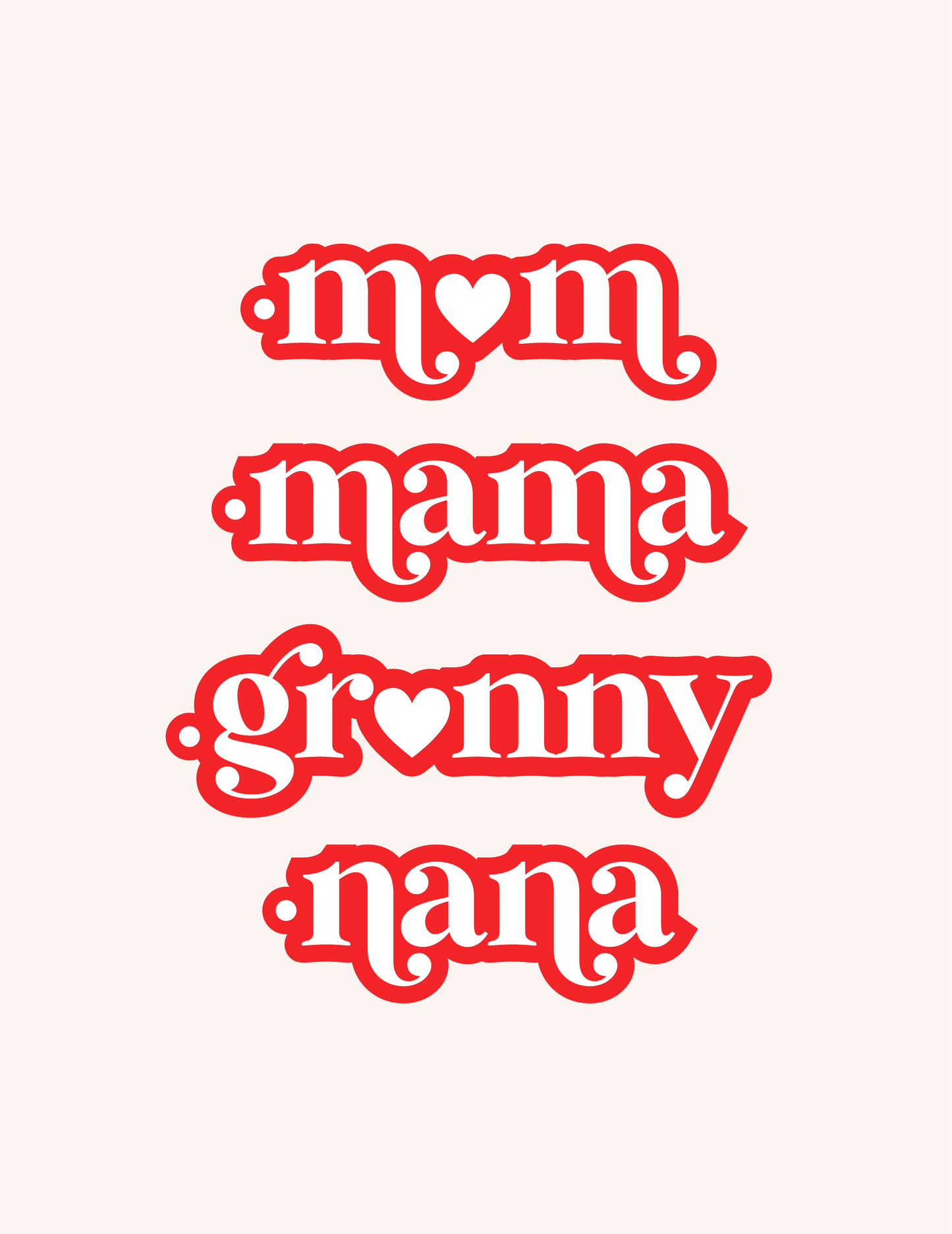 Personalized Mom Keychain with Heart Charms - Red/White