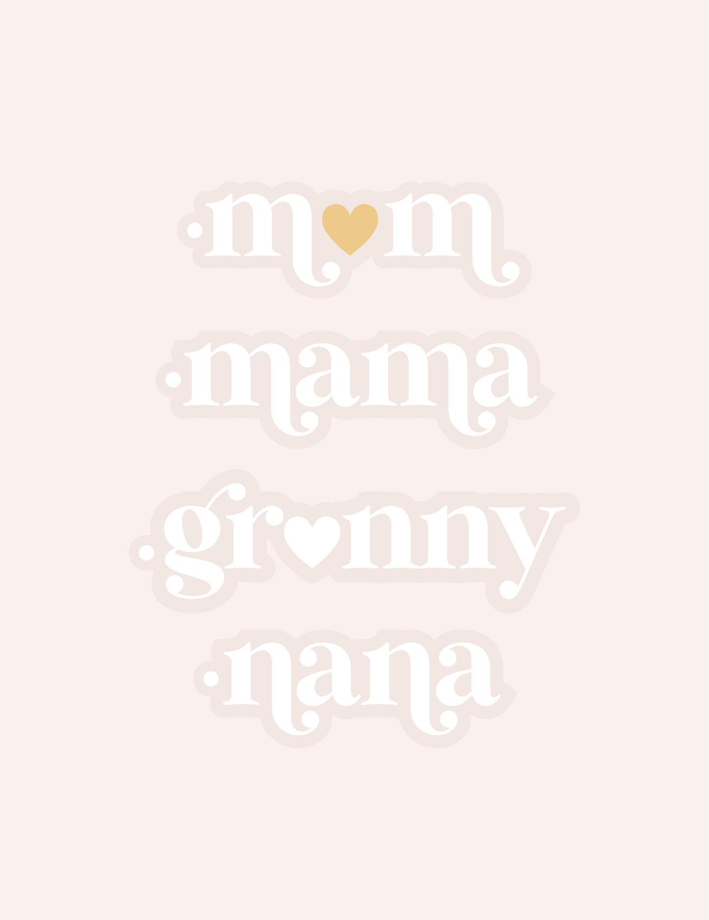 Personalized Mom Keychain with Heart Charms - White/Gold