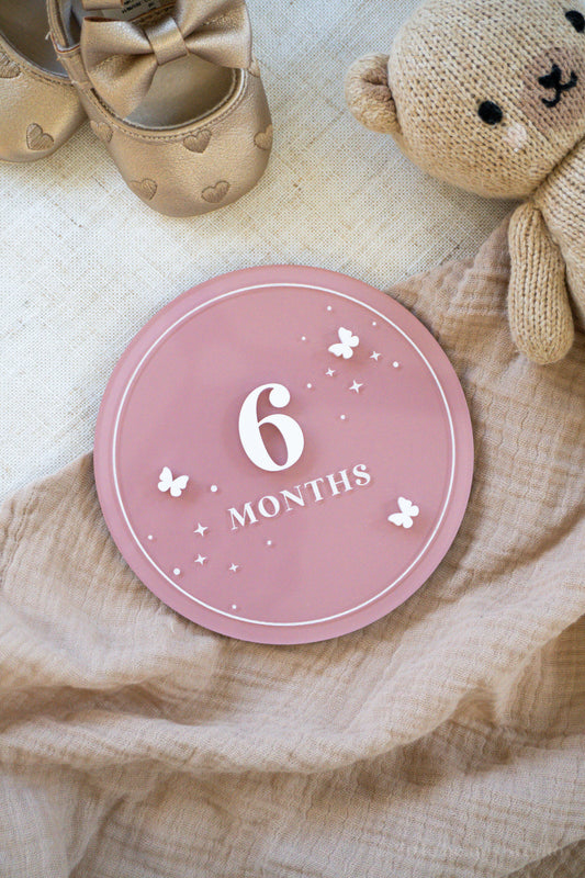 Butterfly Round Baby Milestone Sign