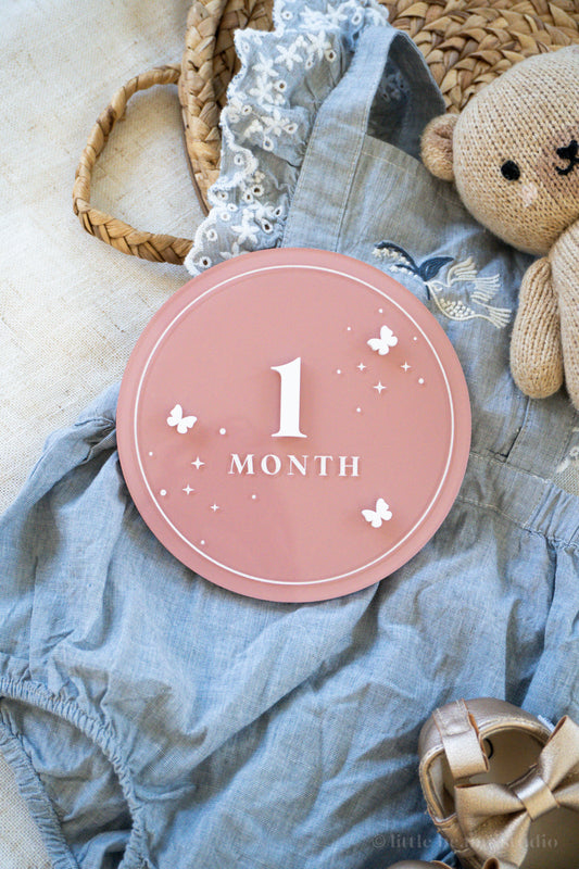 Butterfly Round Baby Name Sign