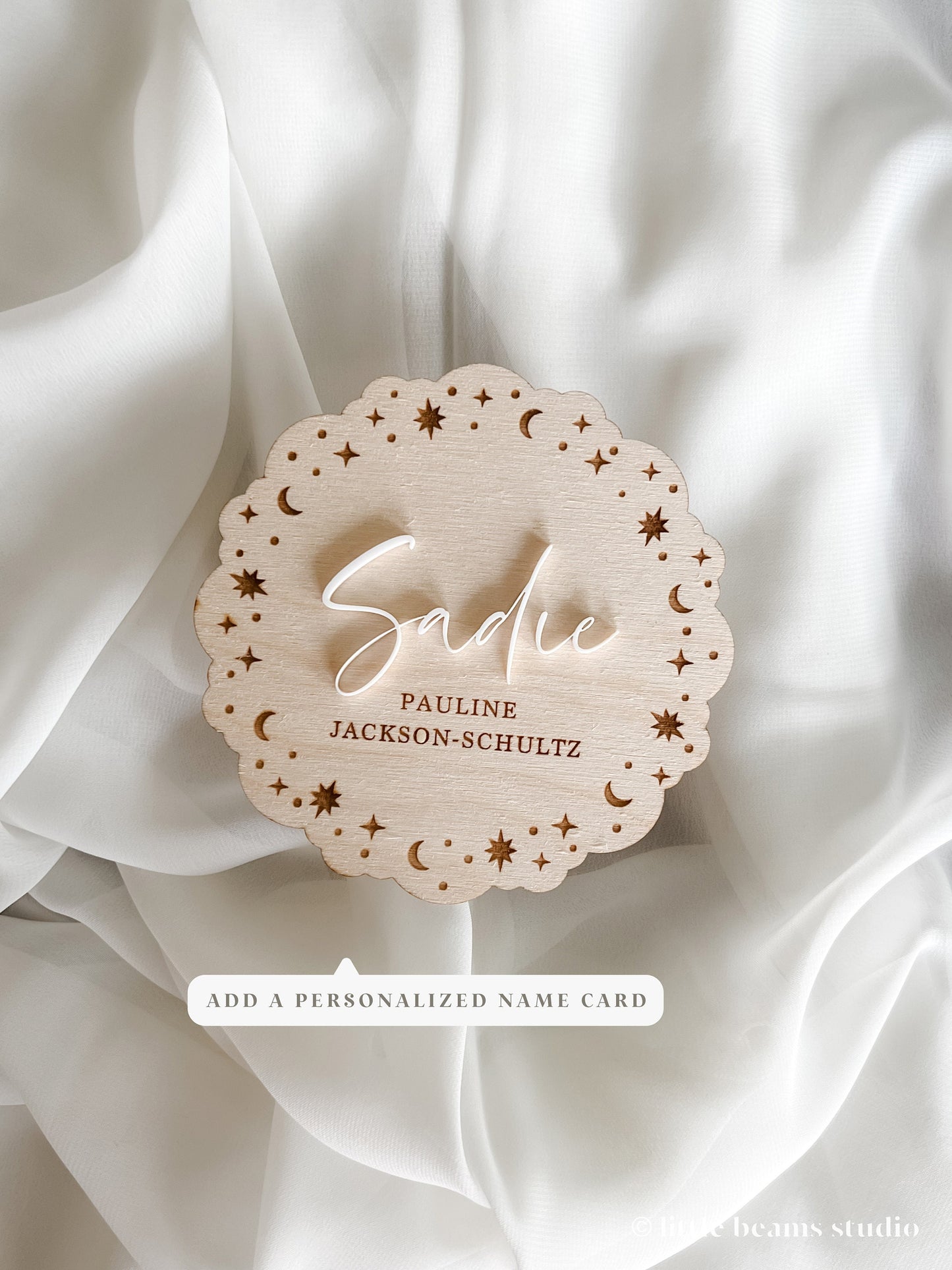 Wood Scallop Starry Night Baby Milestone Sign