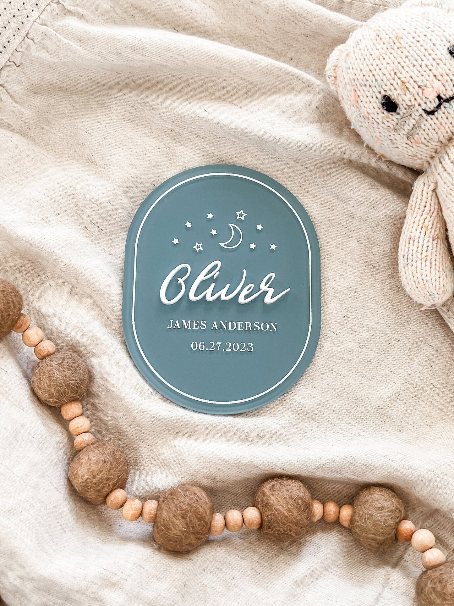 Acrylic Starry Night Baby Birth Announcement Name Sign
