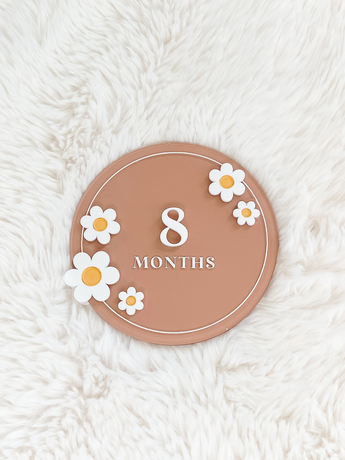 Acrylic Daisy Flower Round Baby Monthy Milestone Sign