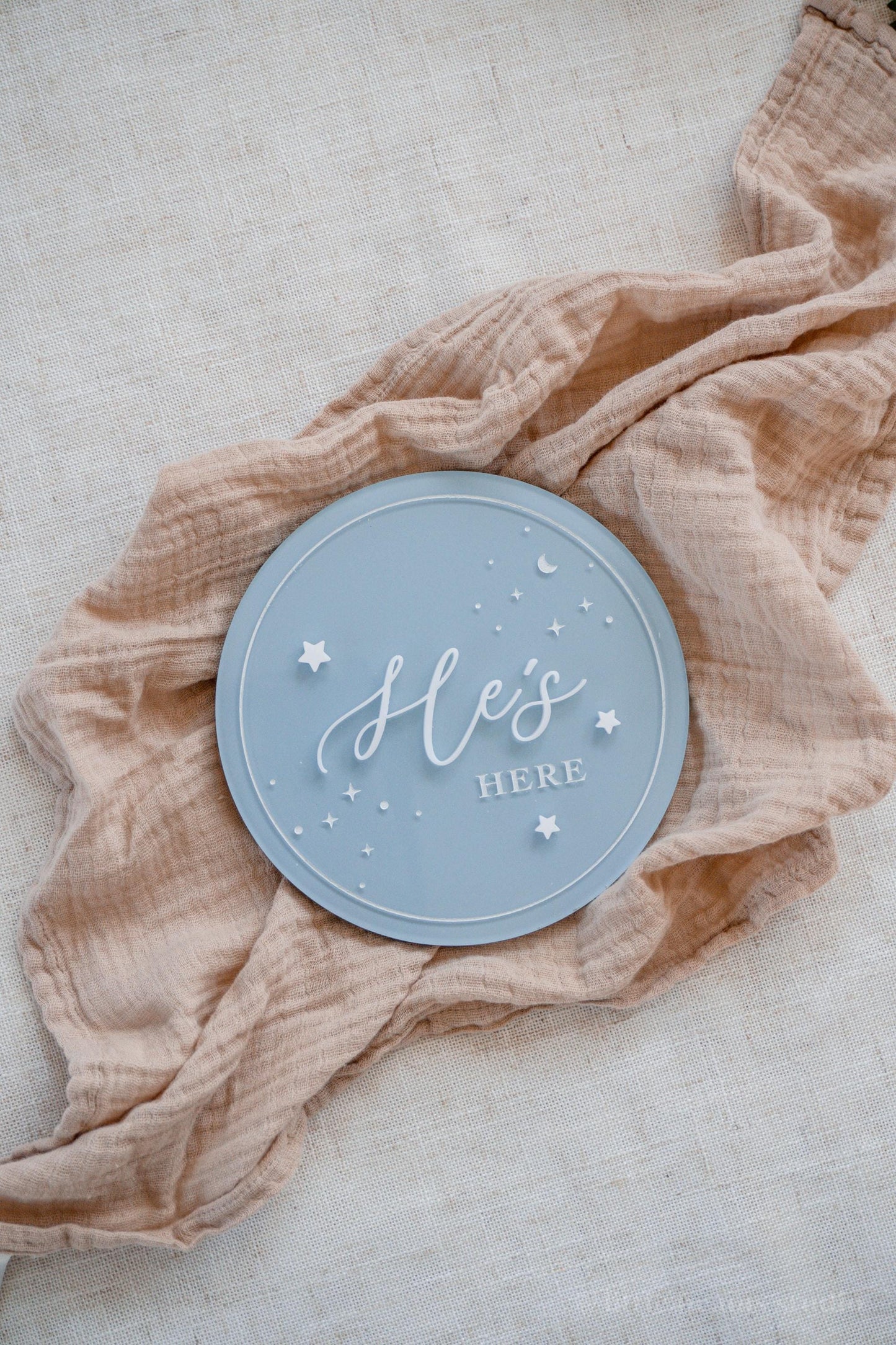 She's Here He's Here Baby Birth Announcement Sign