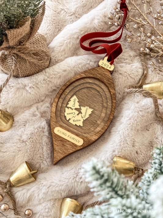 Personalized Family Christmas Shaker Ornament - Teardrop