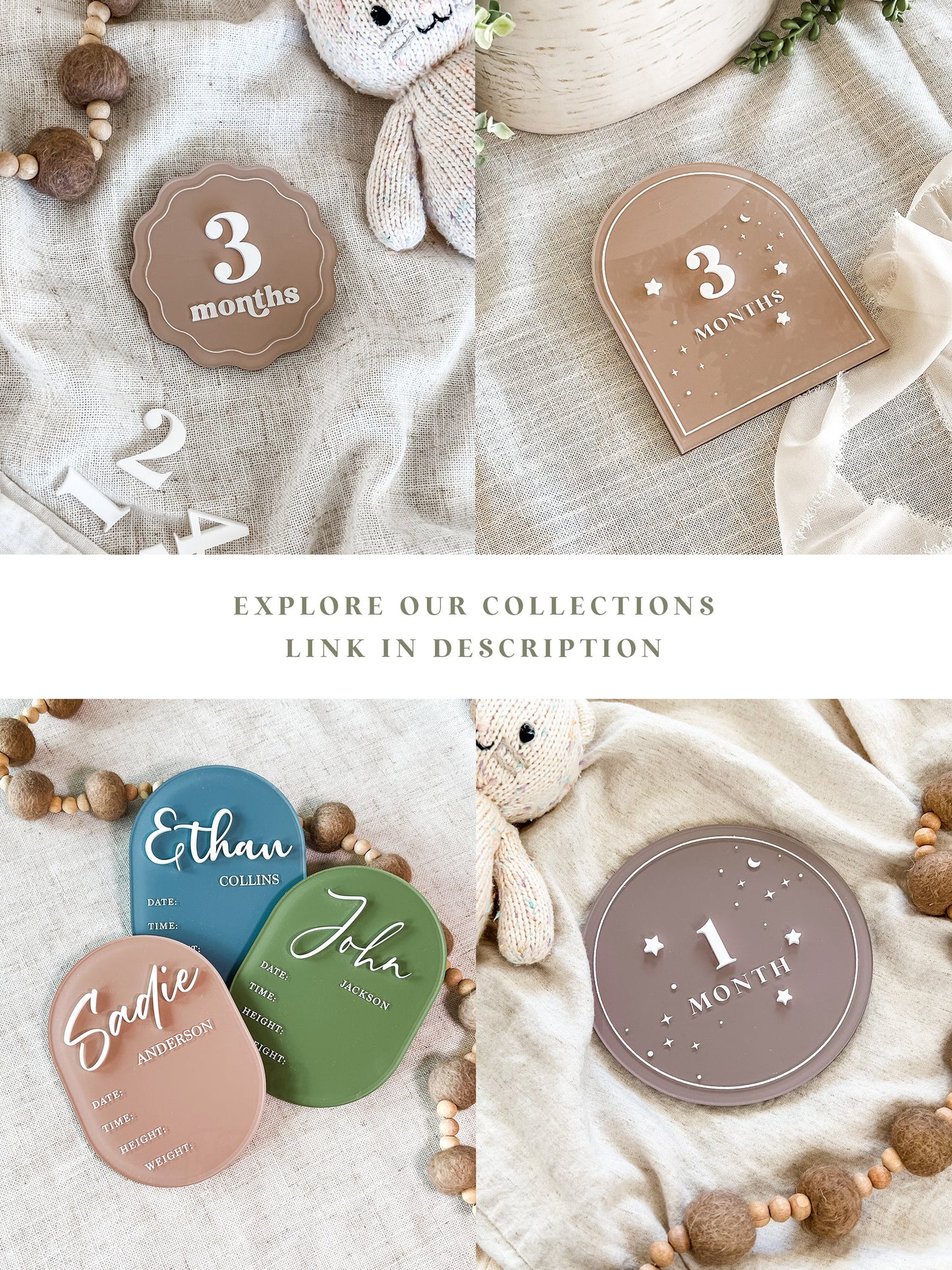 Wood Starry Night Round Baby Milestone Cards