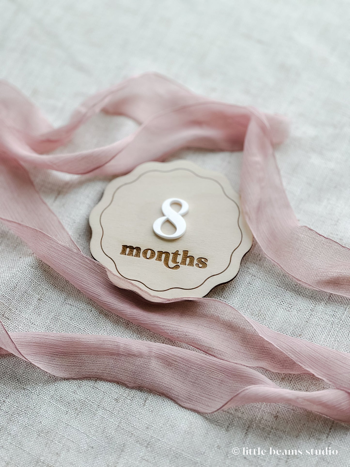 Wood Scallop Baby Milestone Sign