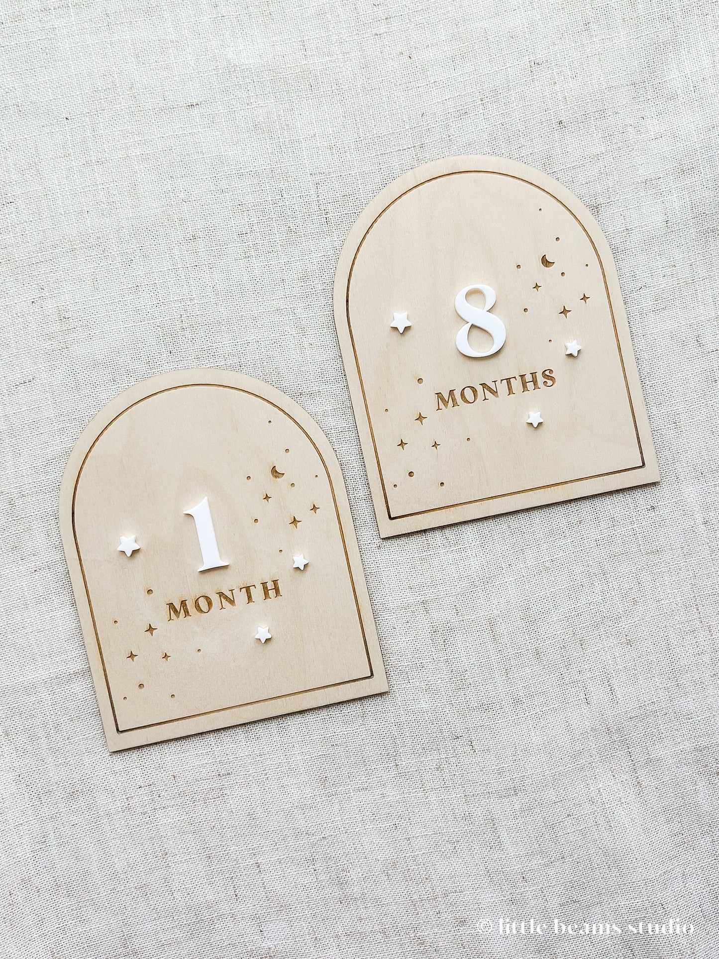 Wood Starry Night Arch Baby Milestone Cards