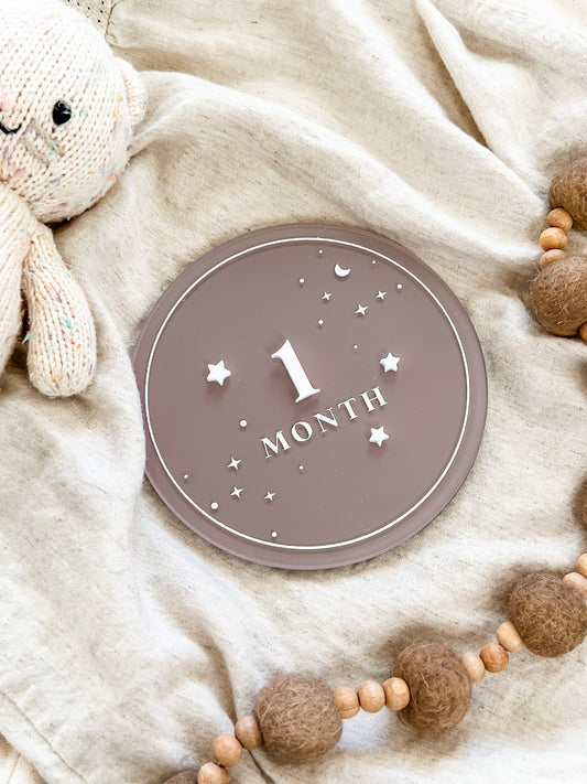 Acrylic Starry Night Round Baby Milestone Sign