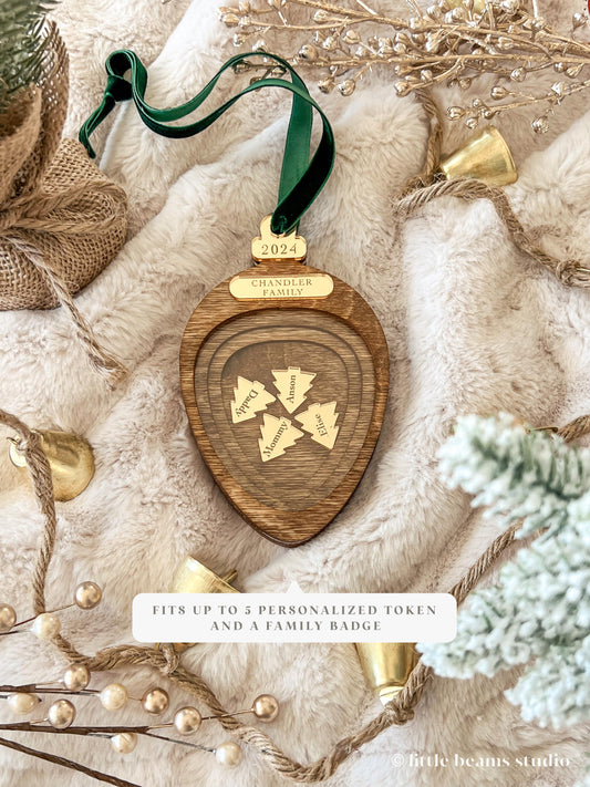 Personalized Family Christmas Shaker Ornament - Almond