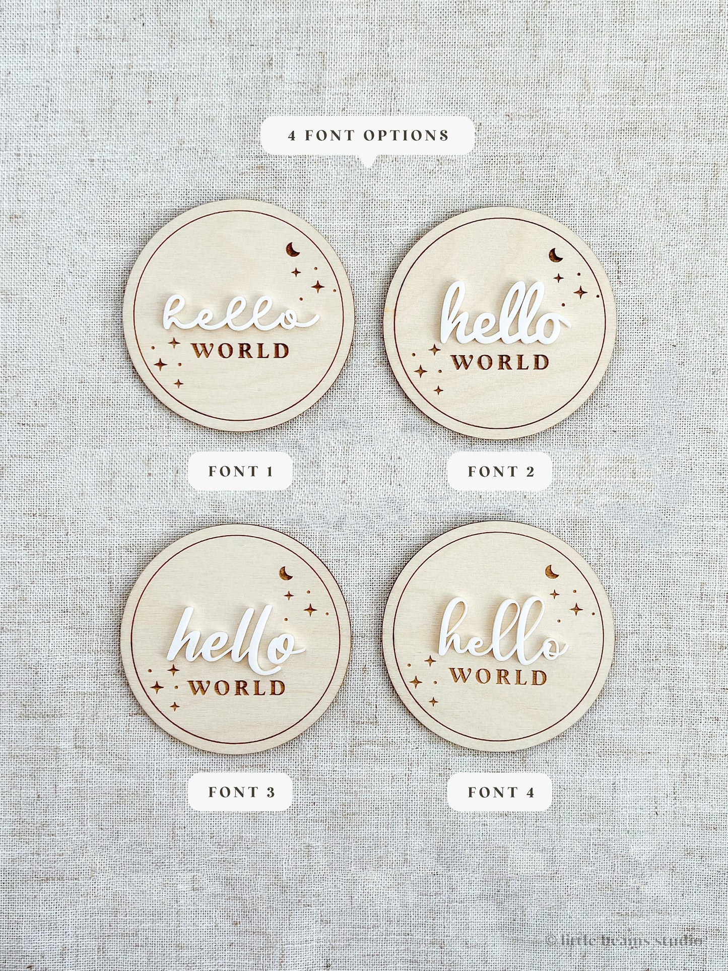 Starry Night Round Wood Monthly Milestone Cards